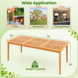 Tangkula 8-Person Outdoor Acacia Wood Dining Table, 79” x 35” Rectangular Bistro Table with 1.96” Umbrella Hole