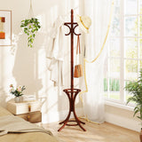 Tangkula Coat Rack with Umbrella Holder, 73 Inch Freestanding Coat Hanger Stand with 12 Hooks