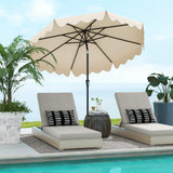 Tangkula 9Ft Patio Umbrella with Crank, 2-Tier Outdoor Umbrella with Push Button Tilt, Sun-Protective Canopy