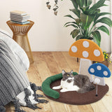 Tangkula 17 Inch Mushroom Cat Bed, Cat Claw Scratcher with Wide Large Platform, Sisal Scratching Panel