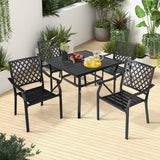 Tangkula 5 Pieces Metal Patio Dining Set, 37" Square Dining Table with 4 Stackable Chairs