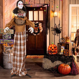 Tangkula 5.8 FT Halloween Animated Haunted Woman with Pop Up Head, Animatronic Scary Witch with Sound Activated Design & Control Button