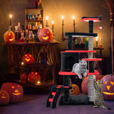 Tangkula Gothic Cat Tree, 52 Inch Black Cat Tower with Coffin Cat Bed, Cat Condo, Spooky Goth Cat Tree for Indoor Cats