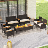 Tangkula Patio Wicker Sofa Set