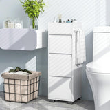 Tangkula Square Bathroom Floor Cabinet, Freestanding Storage Cabinet with 3 Drawerss, 12 x 12 x 35.5 Inch (White, 35.5" H)