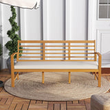 Tangkula Patio 64 Inch Wood Bench, 3-Seat Extra Long Acacia Chair w/Seat Cushion