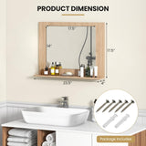 Tangkula Bathroom Mirror with Shelf, 23.5" x 17.5" Rectangle Wood Frame Bathroom Vanity Mirror for over Sink