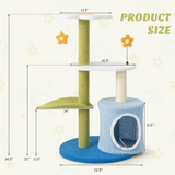 Tangkula Flower Cat Tree for Indoor Cats (Green & Blue)