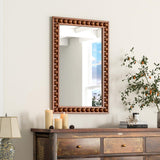 Tangkula Rustic Wall Mirror, 24" x 36" Rectangle Wall Mounted Mirror w/Solid Wood Frame