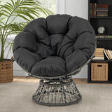 Tangkula PE Wicker Papasan Chair with 360° Swivel Base