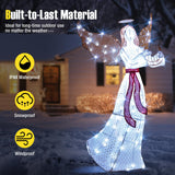 Tangkula 5 FT Outdoor Christmas Lighted Angel, Xmas Yard Pre-Lit Angel with Harp, Halo & 120 Cold White LED Lights