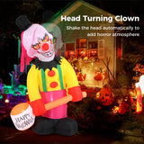 Tangkula 8 FT Inflatable  Halloween Head Turning Clown, LED Lighted Animated Clown with Hammer & Flashing Eyes