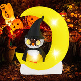 Tangkula 5.1 FT Inflatable Owl on Moon, LED Lighted Halloween Decoration with Large Moon & Wizard Owl