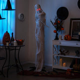 Tangkula 6 FT Halloween Animated Standing Mummy, Life Size Animatronic Mummy with LED Red Glowing Eyes