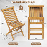 Tangkula Patio Folding Chairs Set of 2/4, Outdoor Teak Wood Chairs w/Slatted Seat & Backrest, X-Shaped Frame