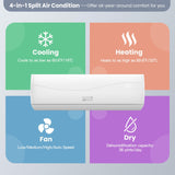 12000 BTU Mini Split Air Conditioner Pre-Charged Inverter Heat Pump System, 17 SEER2 208-230V Wall Mounted Ductless AC Unit Energy Saving