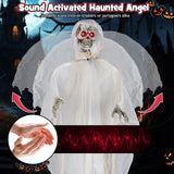 Tangkula 8.3 ft Halloween Standing Haunted Angel, Voice Activated Animatronic Ghost w/Lighted Eyes