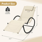 Tangkula Rocking Lounge Chair Outdoor, Zero Gravity Chaise Lounger with Removable Headrest, Fabric Backrest & Seat