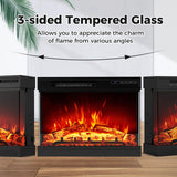 Tangkula 24 Inches 3-Sided Electric Fireplace Insert, 5,000 BTU Fireplace Log Heater with Remote Control