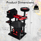 Tangkula Gothic Cat Tree, 49 Inch Black Cat Tower with Coffin Cat Bed, 2 Cat Condos, Scratching Posts