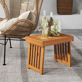 Tangkula Patio Foldable Side Table, Outdoor Folding Acacia Wood Coffee Table w/Slatted Tabletop