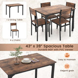 Tangkula Dining Table Set for 4, Retro Kitchen Table and Chairs Set for 4