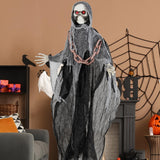 Tangkula 6.4 FT Halloween Animatronic Standing Grim Reaper with Chain