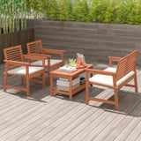 Tangkula 4 Piece Patio Conversation Set, Wood Sofa Set with Soft Seat Cushions