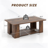 Tangkula 2-Tier Coffee Table, Modern Rectangular Center Cocktail Table with 5 Support Legs