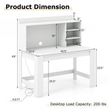 Tangkula Computer Desk with Hutch & Charging Station