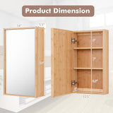 Tangkula Bathroom Medicine Cabinet, Wall Mounted Bamboo Bathroom Cabinet with Single Mirror Door