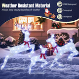 Tangkula 3-Piece Christmas Lighted Reindeer Family Set, Xmas Pre-Lit Reindeer with 255 Cold White LED Lights