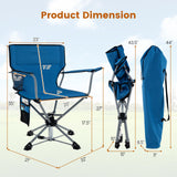 Tangkula Swivel Camping Chair, Portable Lawn Chair with Cup Holder, Storage Pocket, Carrying Bag