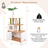 Tangkula Cat Tree with Litter Box Enclosure, 2-in-1 Cat Tower with Condo