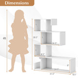 Tangkula S-Shaped Bookshelf, 5-Tier Modern Geometric Stepped Bookcase with Anti-Tipping Kits