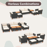 Tangkula 7 Pieces Patio Furniture Set, PE Rattan Sectional Sofa Set with Loveseat