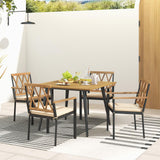 Tangkula 5 Pieces Patio Dining Set, 42.5” Square Acacia Wood Dining Table with 1.9” Umbrella Hole