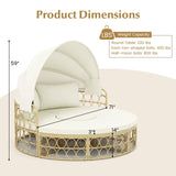 Tangkula Outdoor Patio Round Daybed with Retractable Canopy, Soft Cushions