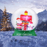 Tangkula 4.2 FT Christmas Inflatable Santa Snow Globe, Light Up Crystal Ball with Santa, Snowman & Road Sign