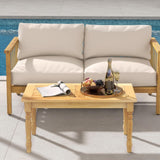 Tangkula Patio Coffee Table, Side Table with Solid Teak Wood Structure, Slatted Tabletop