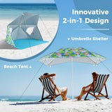 Tangkula Beach Tent for 2-4 People, 2-in-1 Beach Tent Sun Shelter with Extendable Floor