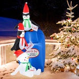 Tangkula 6 FT Lighted Christmas Inflatable Decoration, Inflatable North Pole Mailbox with Penguins and Snowman