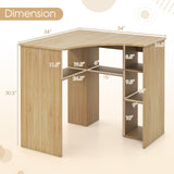 Tangkula Corner Desk with Storage Shelves, Space-Saving Triangle Study Writing Desk with Adjustable Shelves