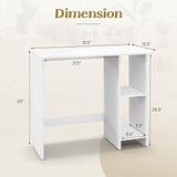 Tangkula White Desk with Storage Shelves, Modern Small Writing Desk with Adjustable Shelf (White)