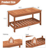 Tangkula Hardwood Outdoor Patio Coffee Table