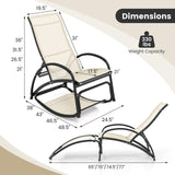 Tangkula Rocking Chair Outdoor, 2-in-1 Convertible Lounge Chair with 4-Level Adjustable Backrest