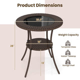 Tangkula 25.5" Wicker Patio Dining Table