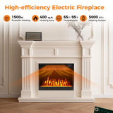 Tangkula 23” Electric Fireplace, 5,000 BTU Fireplace Insert with Remote Control, Crystal Stones