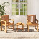 Tangkula Teak Wood Patio Dining Chair