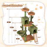 Tangkula Cactus Cat Tree, 63 Inch Tall Cat Tower with Sisal Scratching Posts